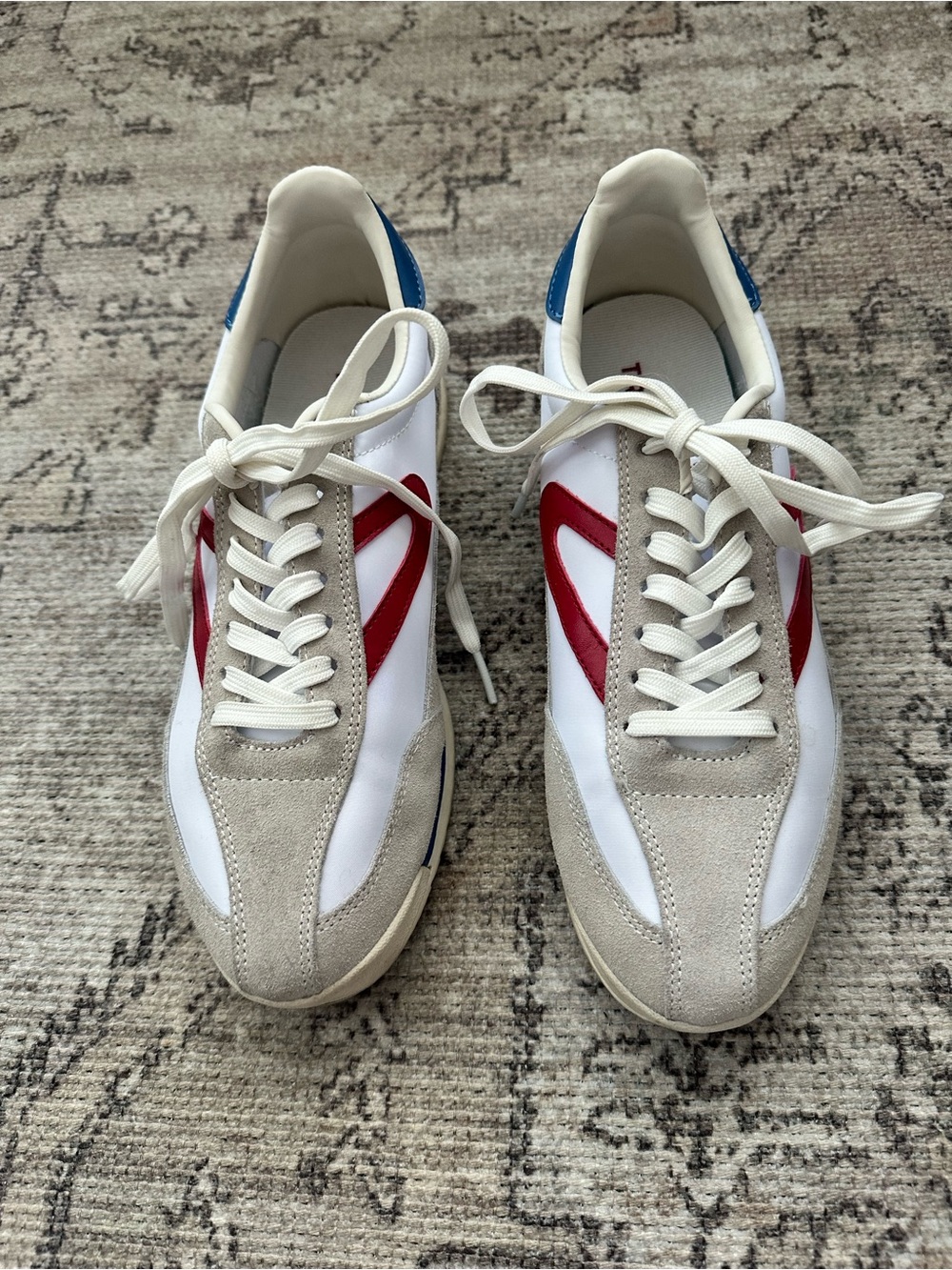 Tretorn Women’s White Sneakers with Red and Blue Accents
